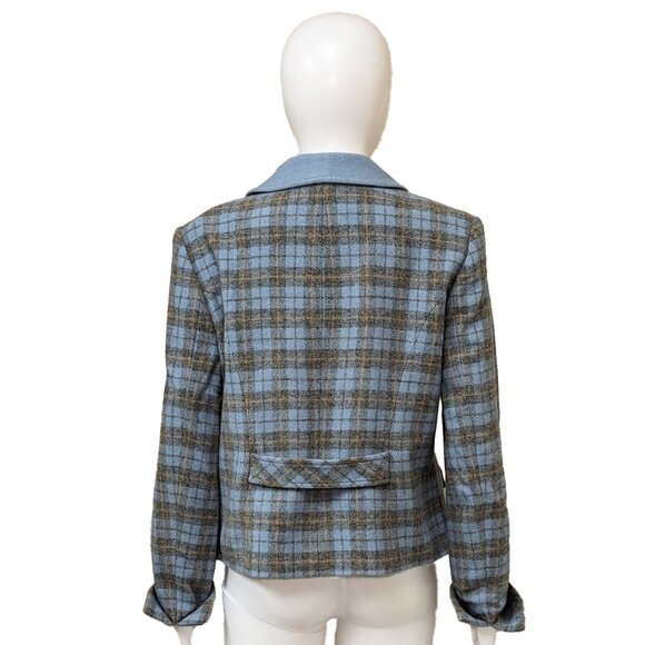 PENDLETON Baby Blue Plaid Lambswool-Blend Jacket/Coat - Picture 4 of 7